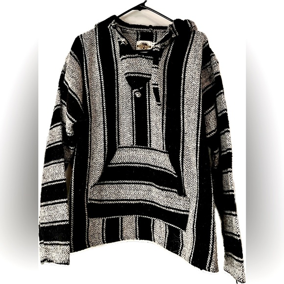 Men’s Earth Rags Long Sleeve pull over hoodie size XL black/white plaid - Picture 1 of 3